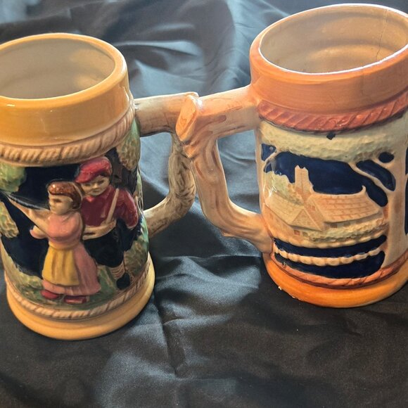 Vintage Collection of Three Ceramic German Beer Steins w/ Scenic Reliefs - Picture 13 of 15